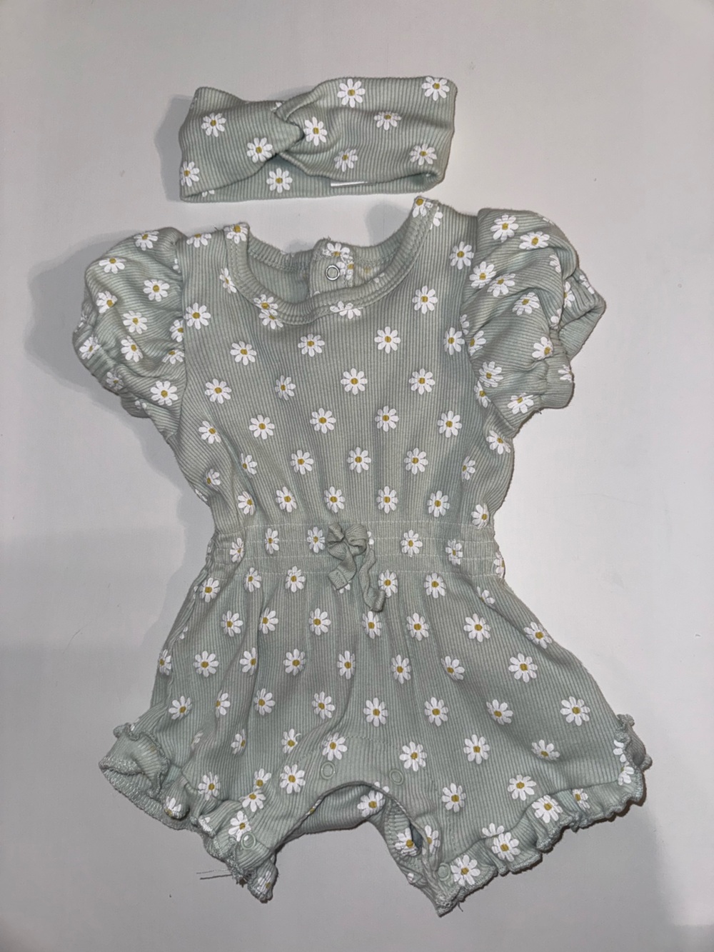 Rachel Zoe Sage Green Daisy Print Romper